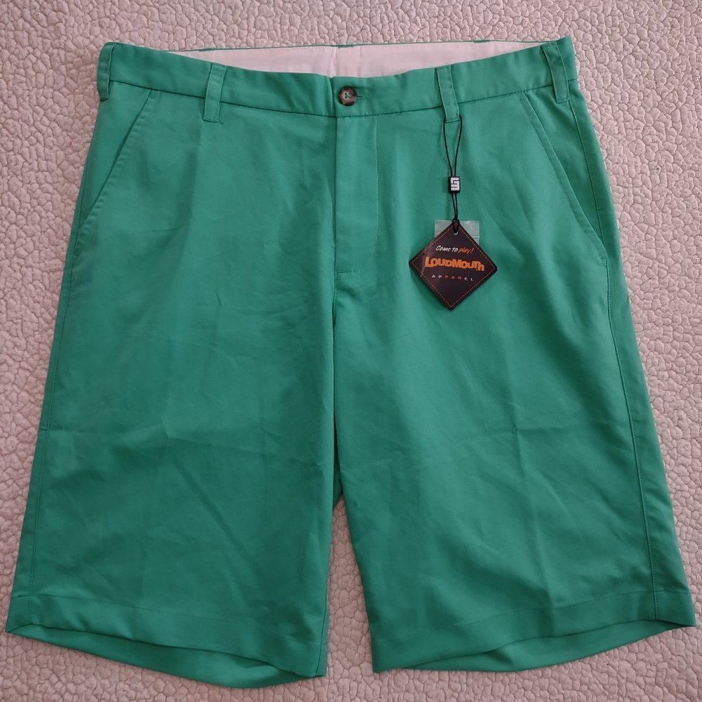 NWT Loudmouth bright green solid Golf shorts mens size 32